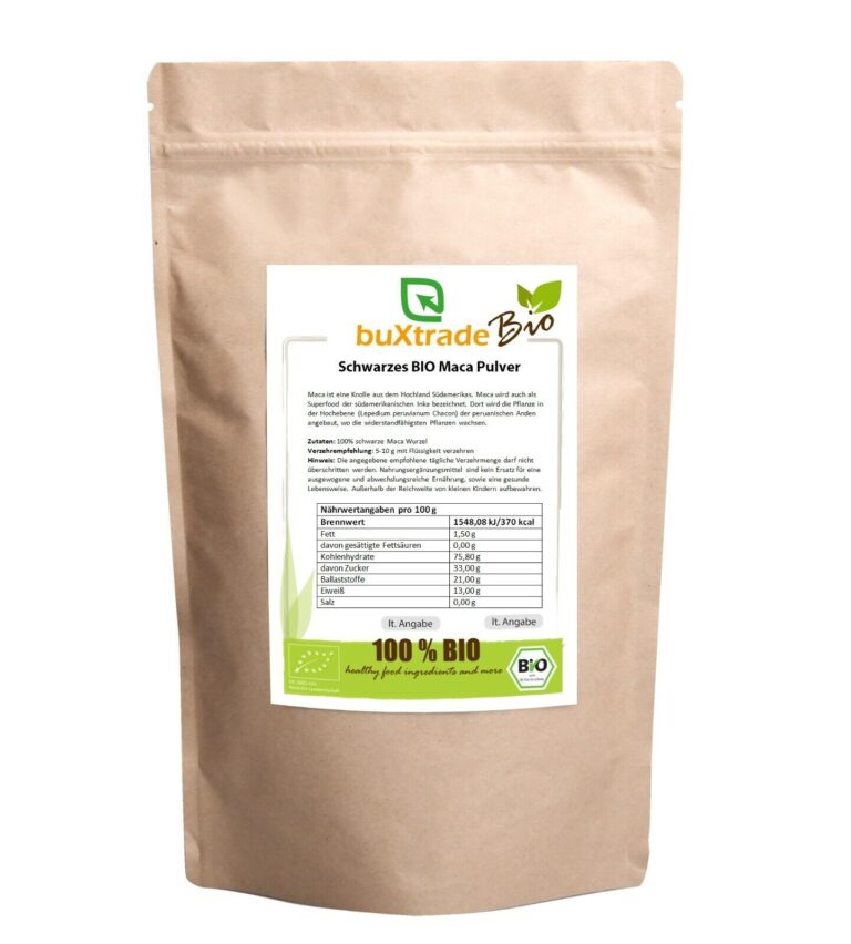 BIO Maca Pulver schwarz | schwarze Maca Knolle | Superfood | Verschiedene Mengen