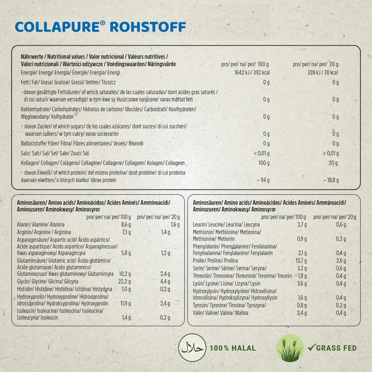 Collagen Pulver 1 KG - Bioaktives Kollagen Hydrolysat Peptide, Eiweiß-Pulver Ges