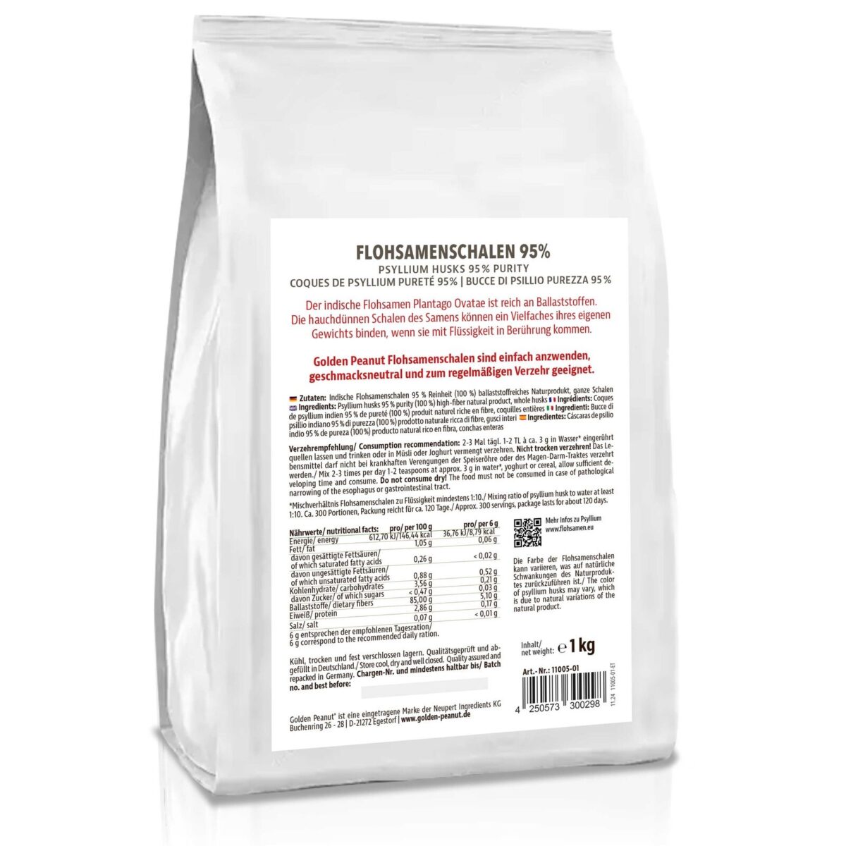 Flohsamenschalen 95% 1kg Ballaststoffe glutenfrei vegan Psyllium Husks sättigend