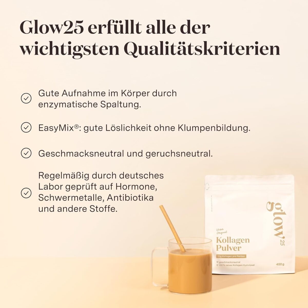 Glow25 Bioaktives Kollagen Hydrolysat Pulver - 500g