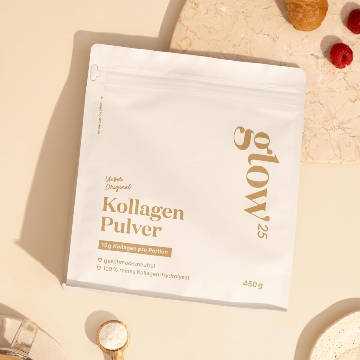 Glow25 Bioaktives Kollagen Hydrolysat Pulver - 500g