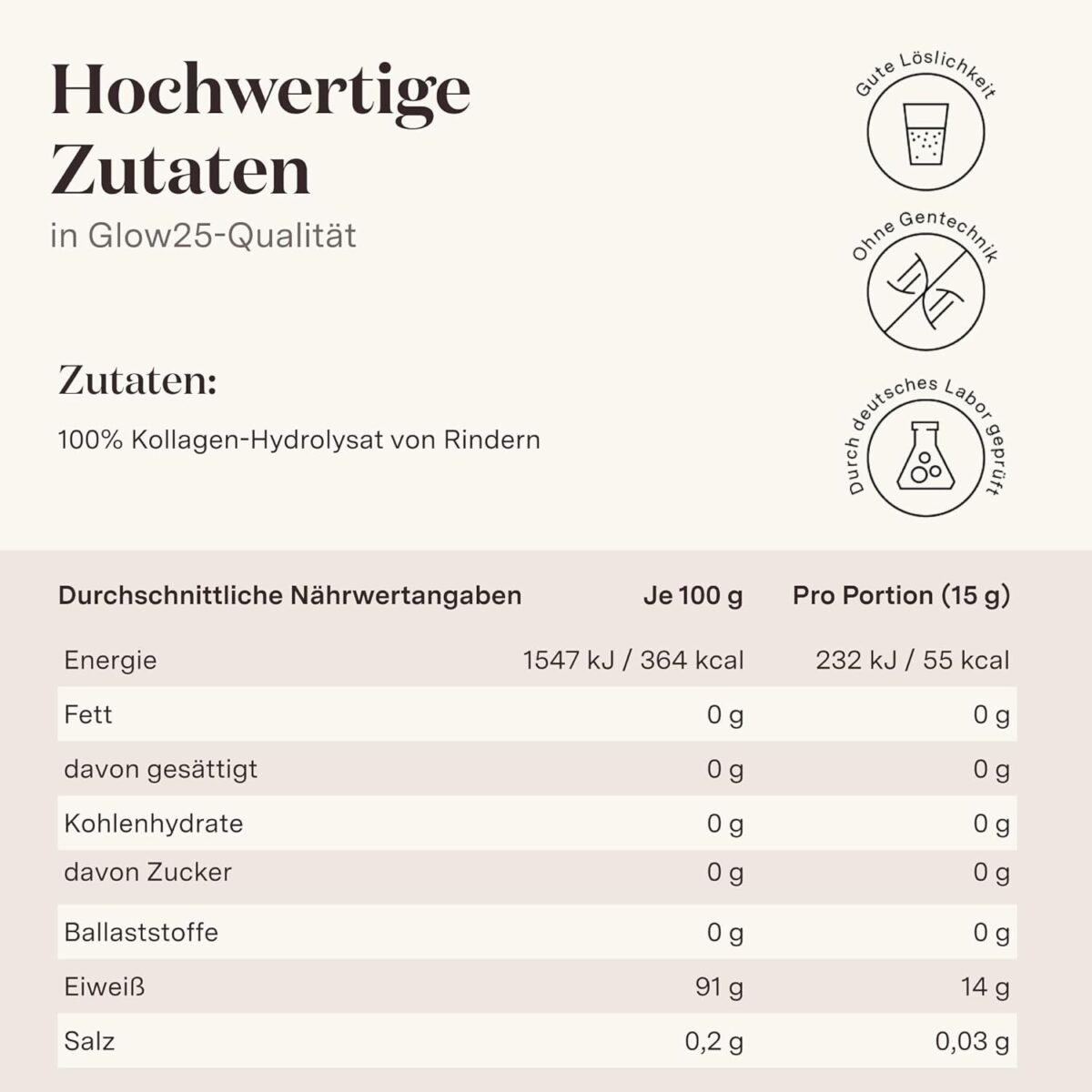 Glow25 Bioaktives Kollagen Hydrolysat Pulver - 500g
