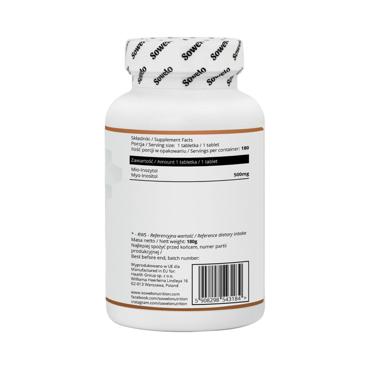 Inositol 500 mg – Myo-Inositol für PCOS, Zyklus & Hormonbalance – Sowelo