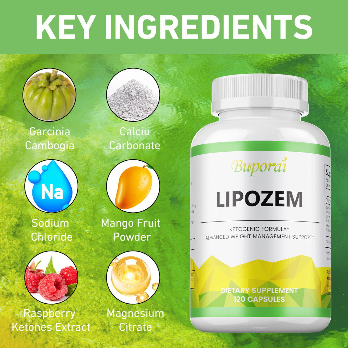 Lipozem Kapseln - Erweiterte Gewichtsmanagement-Unterstützung & Darmgesundheit, Fettverbrennung-