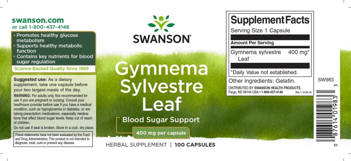 Swanson Gymnema Sylvestre Leaf 400mg - 100 Caps