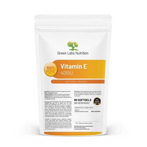 Vitamin E 400 IE – Natürlich, Zellschutz, Haut & Antioxidans – Weichkapseln