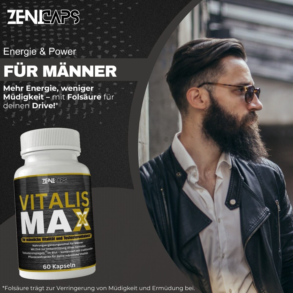 ZENICAPS Vitalis Max Kapseln | Kraft für den aktiven Mann | Einfache Anwendung