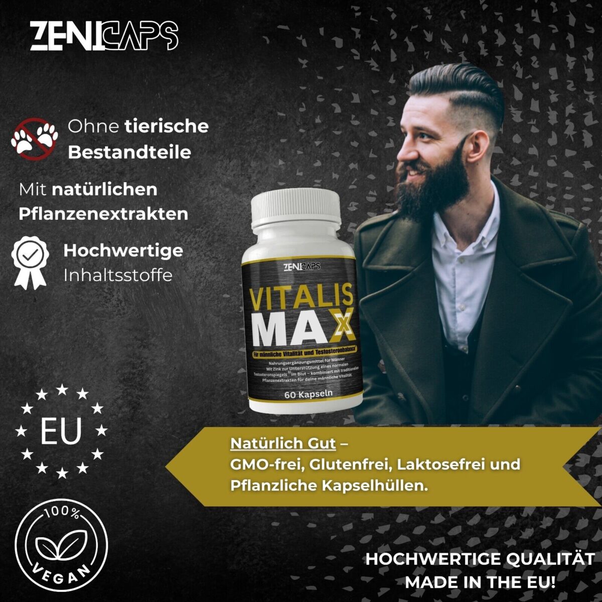 ZENICAPS Vitalis Max Kapseln | Kraft für den aktiven Mann | Einfache Anwendung